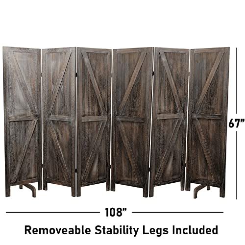Premium Home Room Divider and Folding Privacy Screens for Partition, Wall dividers, Room Separator, Temporary Wall, Rustic Barnwood (Barnwood X)