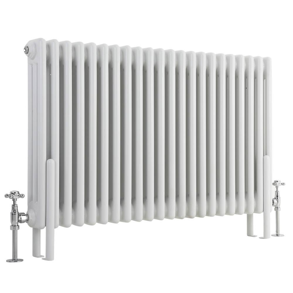 Hudson Reed Regent - Cast Iron Hot Water Radiator - 24x22 x 39x22 - Horizontal European Design - White NAHB0451