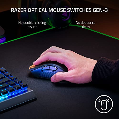 Razer Naga V2 Pro Wireless Gaming Mouse: Interchangeable Side Plate w/ 2, 6, 12 Button Configurations - Focus+ 20K DPI Optical Sensor