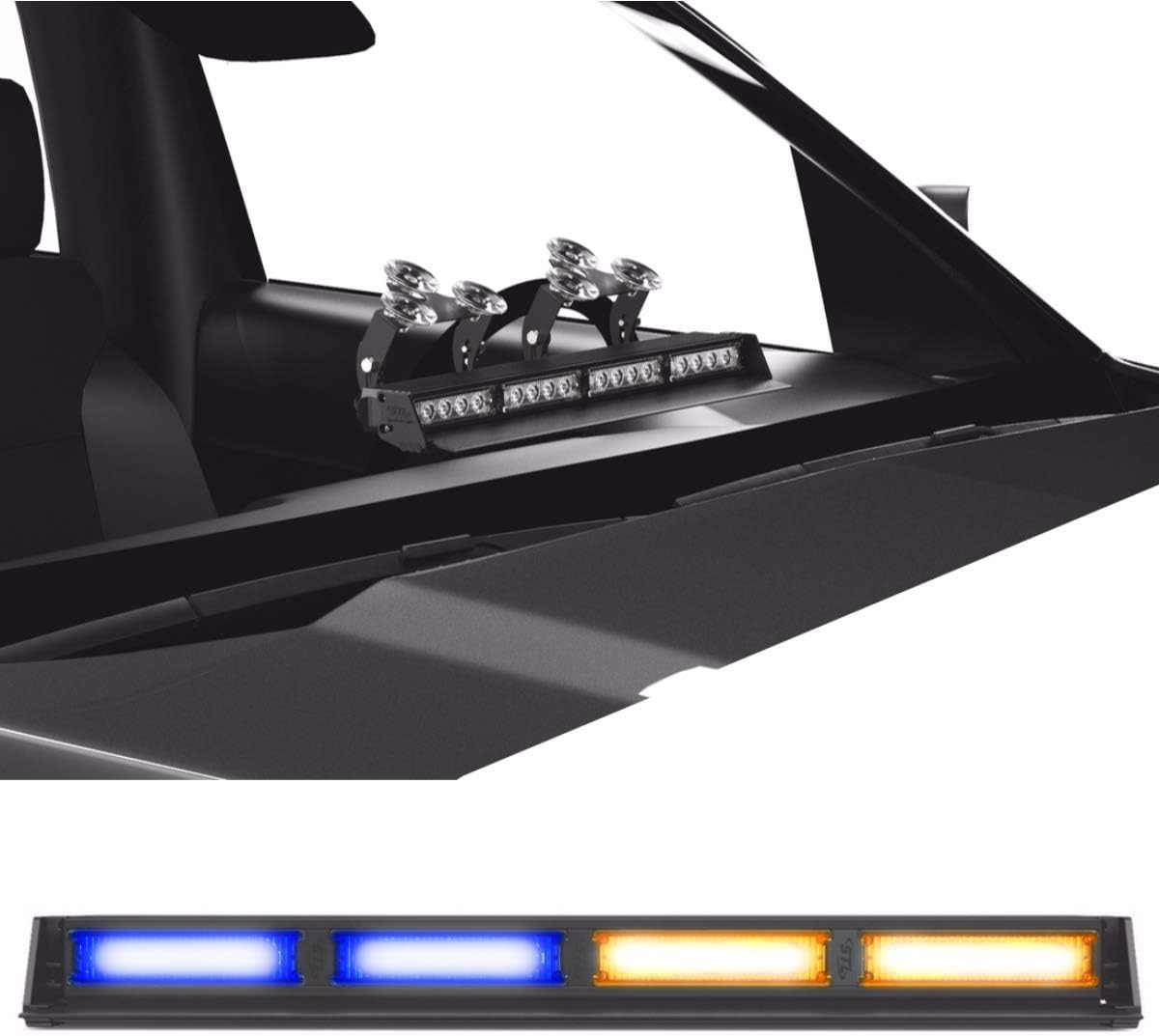 SpeedTech Lights Striker TIR 4 Head High Intensity LED Strobe Deck/Dash Windshield Mount Light Bar for Emergency Vehicles / Hazard Flashing Warning