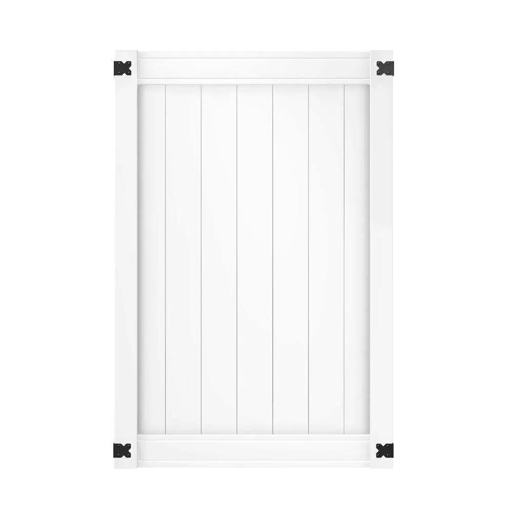 Pro Series 4 ft. W x 6 ft. H White Vinyl Woodbridge Privacy Fence Gate - Megean