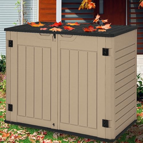 YITAHOME Outdoor Horizontal Storage Sheds w/o Shelf, Weather Resistant Resin Tool Shed, Multi-Opening Door for Storage of Bike, Trash Cans