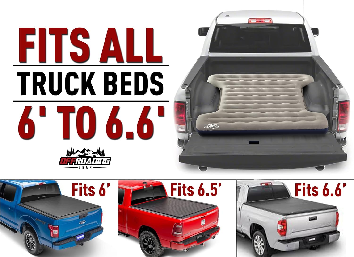 Truck Bed Inflatable Air Mattress, 6 to 6.5 ft Box | Converts to Full Double | F150, Ram, Sierra, Silverado