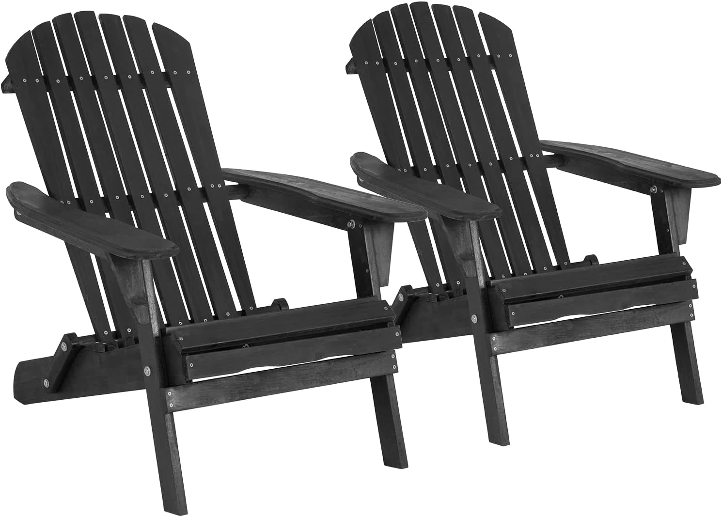 FDW Folding Adirondack Chair Set of 2 Weather Resistant Lawn Chair Wood Porch Chair Pinewood Patio Chairs with Wood Texture for Patio Garden Lawn