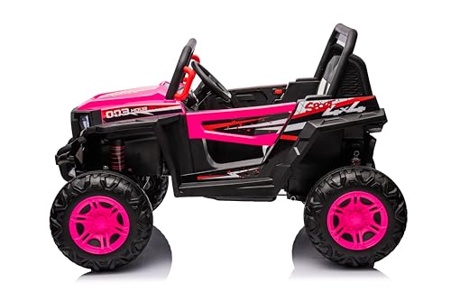 24V Ride on Car Kids Side by Side with Remote Control, 2 Seater 4WD Kids UTV Off-Road Power Wheels