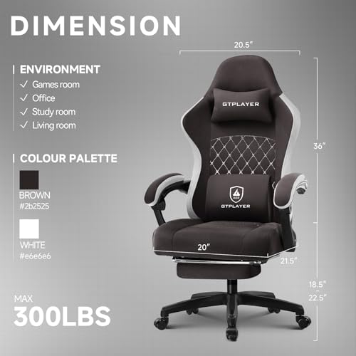 GTPLAYER Office Chair, Gaming Computer Desk Fabric Chair with Footrest