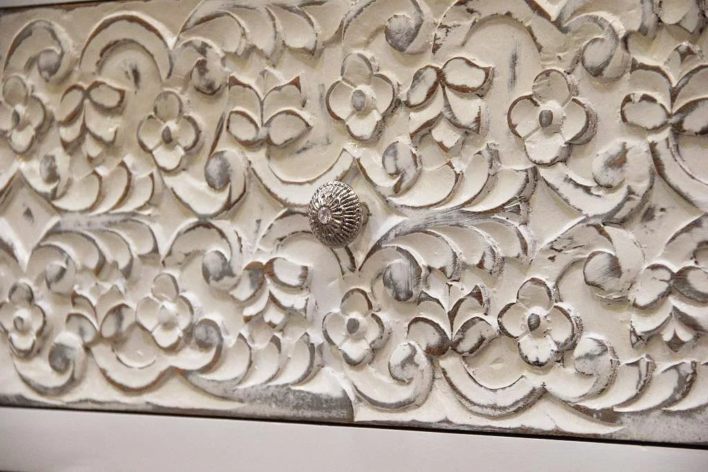 India Handcarved Mango Wood 3 drawer Dresser