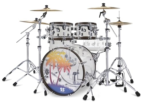 PDP By DW PDP 25th Anniversary 4-Piece Clear Acrylic with Walnut Stain Hoops Drum Set Shell Pack (PDLT221425TH)
