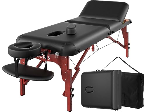 CLORIS 84" Professional Massage Table Portable 2 Folding Lightweight Facial Solon Spa Tattoo Bed Height Adjustable with Carrying Bag & Aluminium Leg
