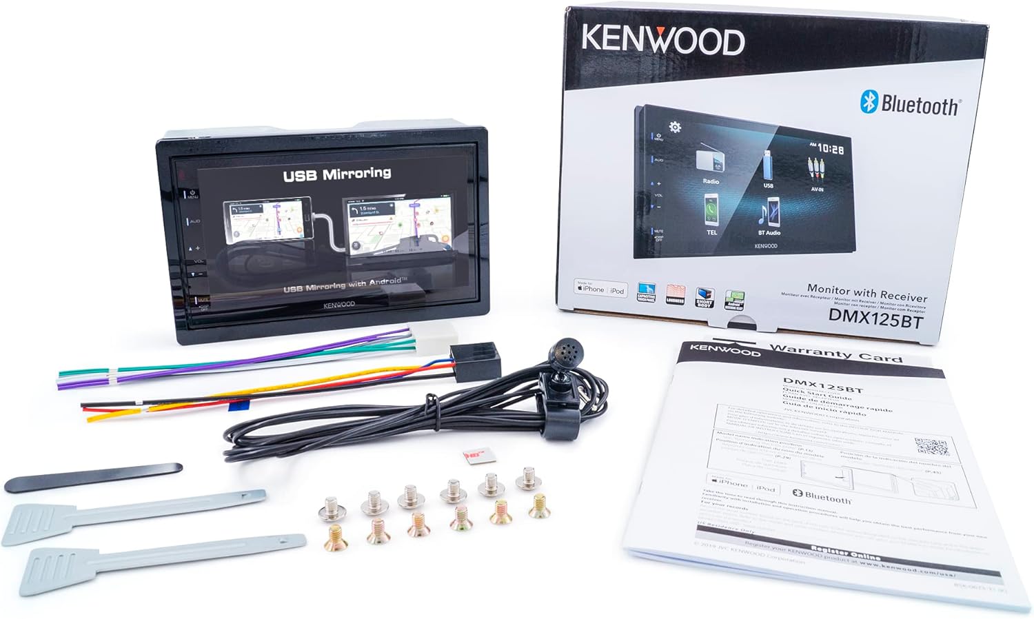 KENWOOD DMX125BT 6.8 Inch LCD Touchscreen Digital Media Car Stereo, Bluetooth Audio and Hands Free Calling, Double Din, USB, Rear Camera Input