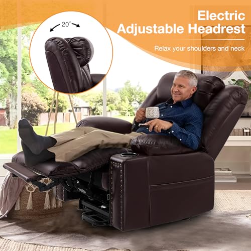 Triple Motor Large Power Lift Recliner Chair for Elderly with Heat and Massage, Lay Flat Lift Chairs for Seniors Infinite Position, Extended Footrest