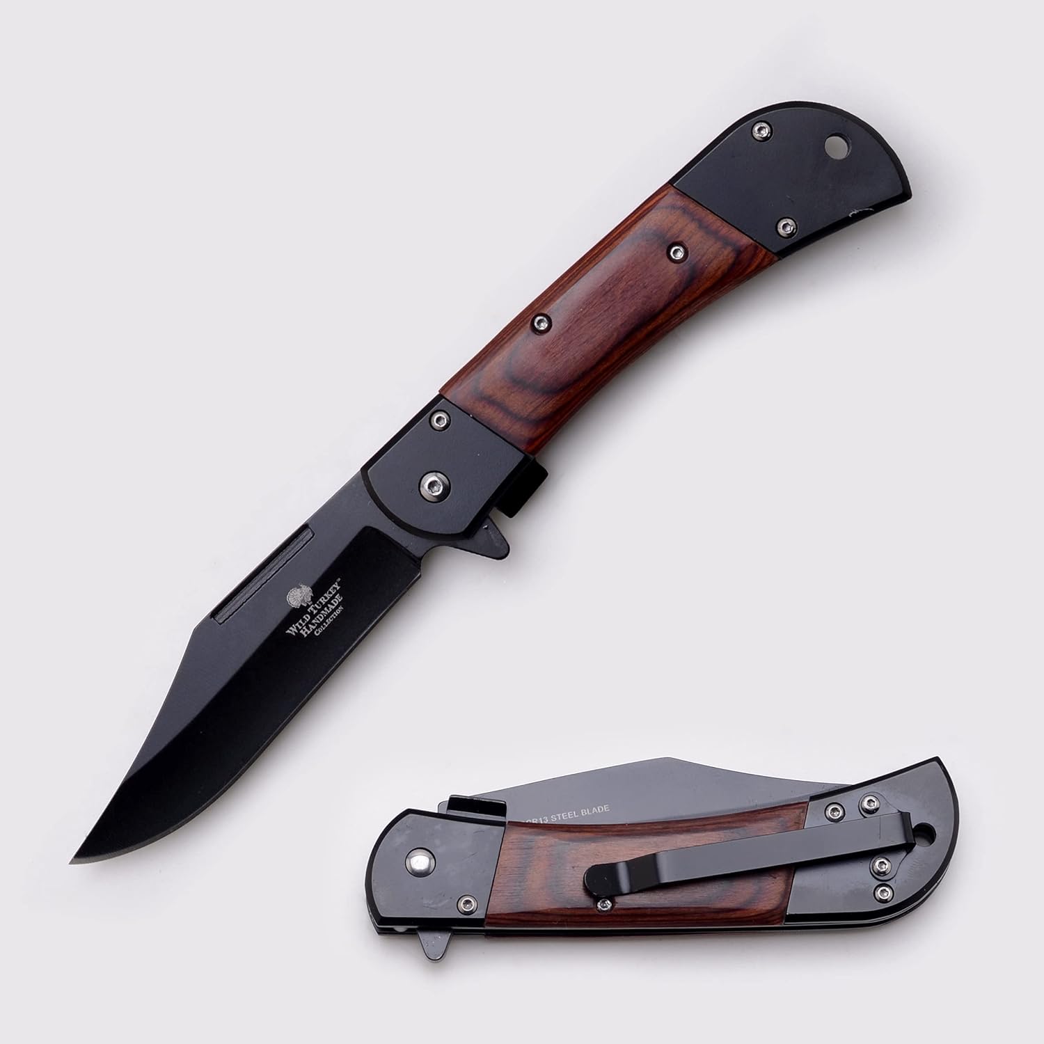 Wild Turkey Handmade Smooth Handle Folding Pocket Knife Hiking Camping Fishing - Razor Sharp Blade