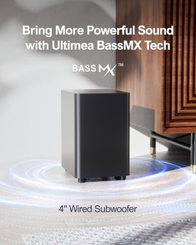 ULTIMEA 5.1ch Sound Bar with Subwoofer, Home Theater Virtual Surround Sound System for TV, Soundbar with App Control, 2 Surround Speakers, Opt/AUX