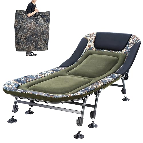 XXL Camping Cots for Adults 330Lbs with Carry Bag, Heavy Duty Folding Bed with Soft Padded Cushion, Portable Military Cot for Hunting