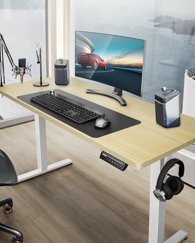ErGear Height Adjustable Electric Standing Desk, 48 x 24 Inches Sit Stand up Desk, Memory Computer Home Office Desk with Two-Piece Desktop (Walnut)