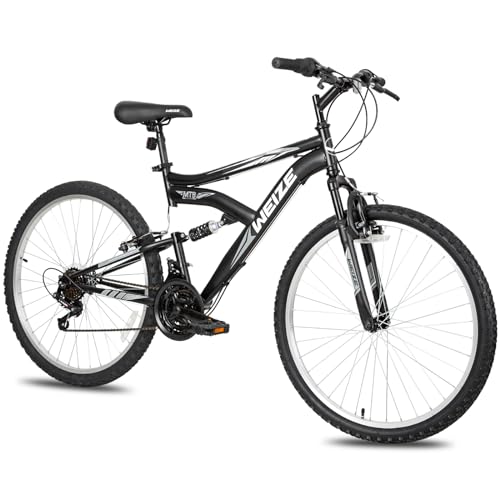 WEIZE Mountain Bike, 26 27.5 inch Outdoor Hybrid Bikes,18-Speed/High-Carbon Steel/Dual Full Suspension, Adjustable Ergonomic Seat for Men Women Adult