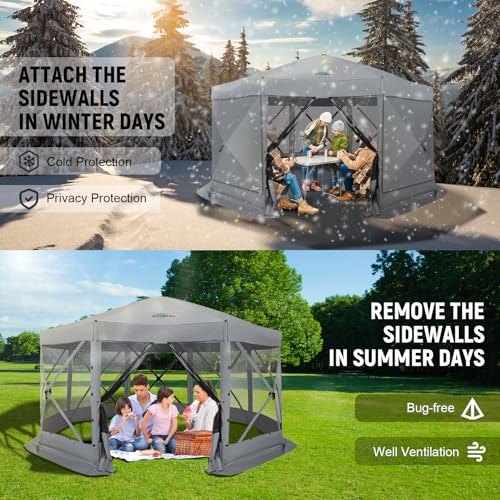 COBIZI 12x12ft Pop up Gazebo Screen Tent Screen House for Camping, Camping Outdoor Screened Gazebo, Canopy Tent