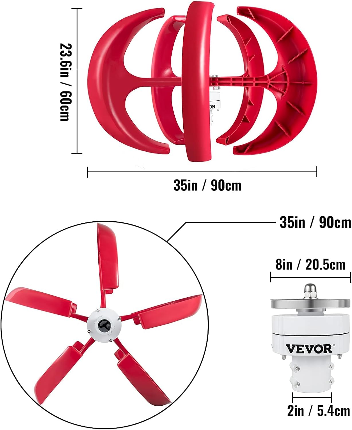 VEVOR Lantern Wind Turbine, 12V/100W Vertical Turbine Generator