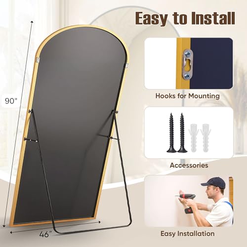 Floor Mirror, 78"x38" Oversized Full Length Mirror with Stand,Arched Full Body Mirror Standing Hanging Leaning Against Wall
