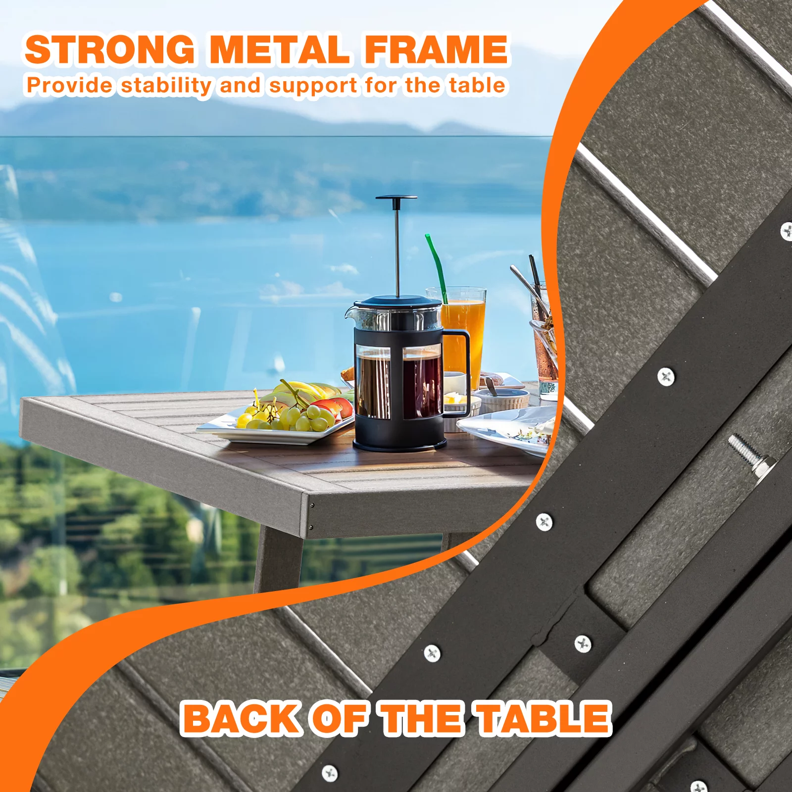 Yoleny 5 Piece Patio Dining Set, Patio Table with 4 Armchairs, Patio Furniture Sets Made of HDPE material and Metal Frame Reinforcement for Backyard