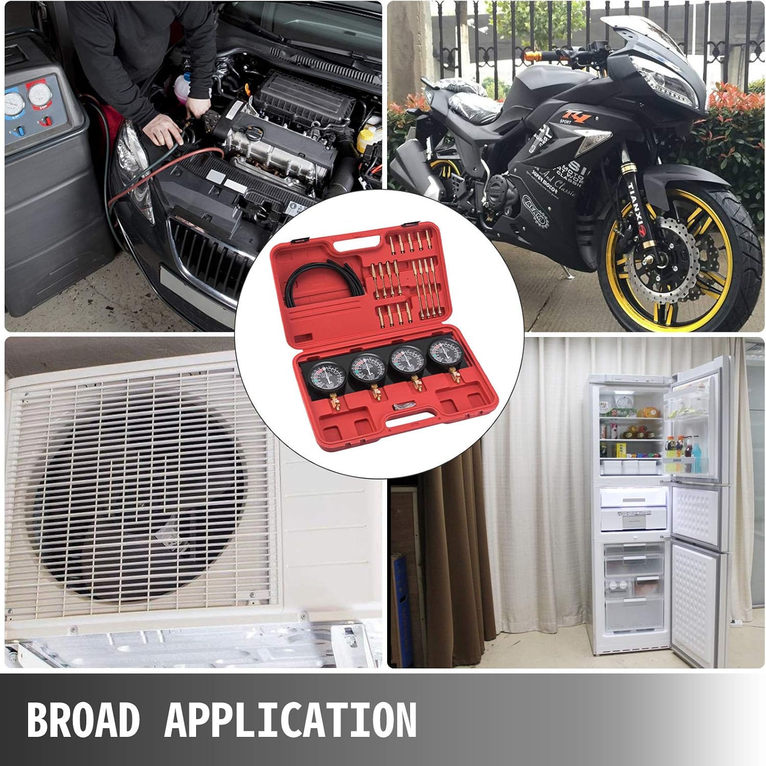 VEVOR Fuel Vacuum Carburetor Synchronize Tool Kit Fuel Vacuum Carburetor Synchronizer carb sync Gauge Set with Rubber Hose
