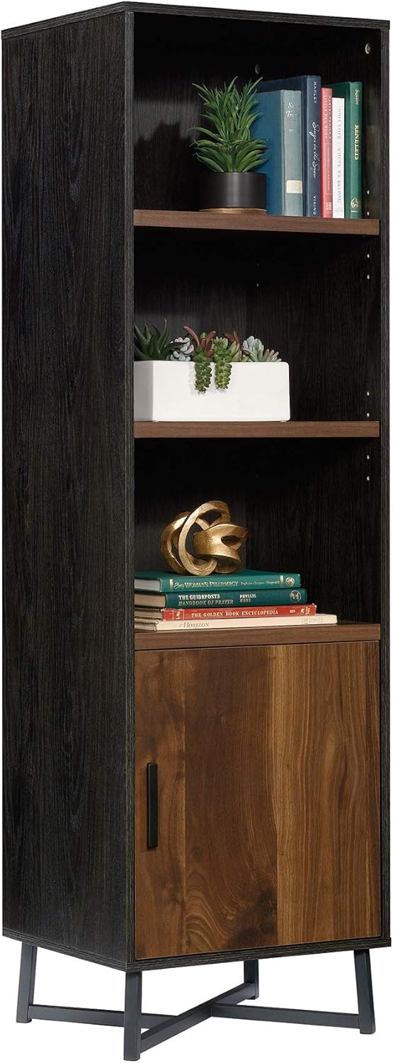 Sauder Canton Lane Bookcase with Door, L: 17.99 x W: 15.55 x H: 60.12, Brew Oak Finish