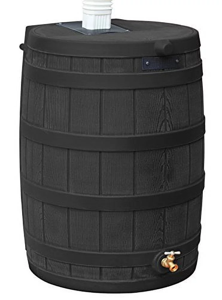Good Ideas Rain Wizard 50 Gallon Plastic Rain Barrel, Black - Curated Treasures Market
