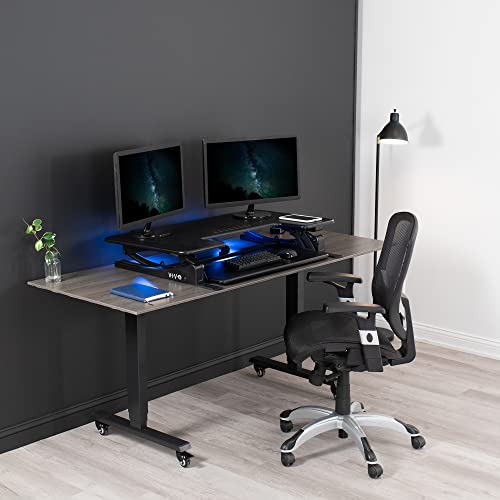 VIVO 36 inch Electric Height Adjustable Stand Up Desk Converter, VE Series, Sit to Stand Tabletop Dual Monitor Riser with USB Port, Black, DESK-V000VE