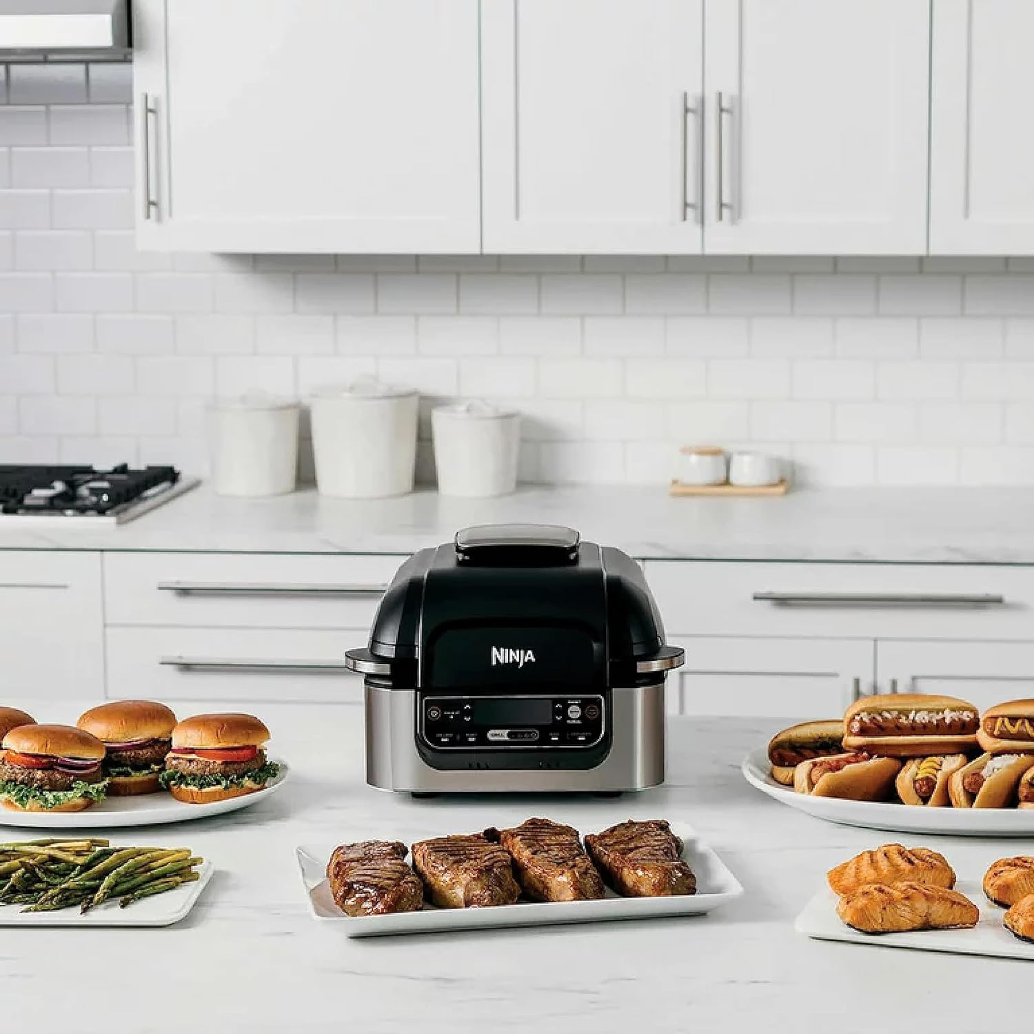 Ninja Foodi 5-in-1 Indoor Grill w/ 4-Quart Air Fryer with Roast, Bake, Dehydrate - Smart Home Appliances