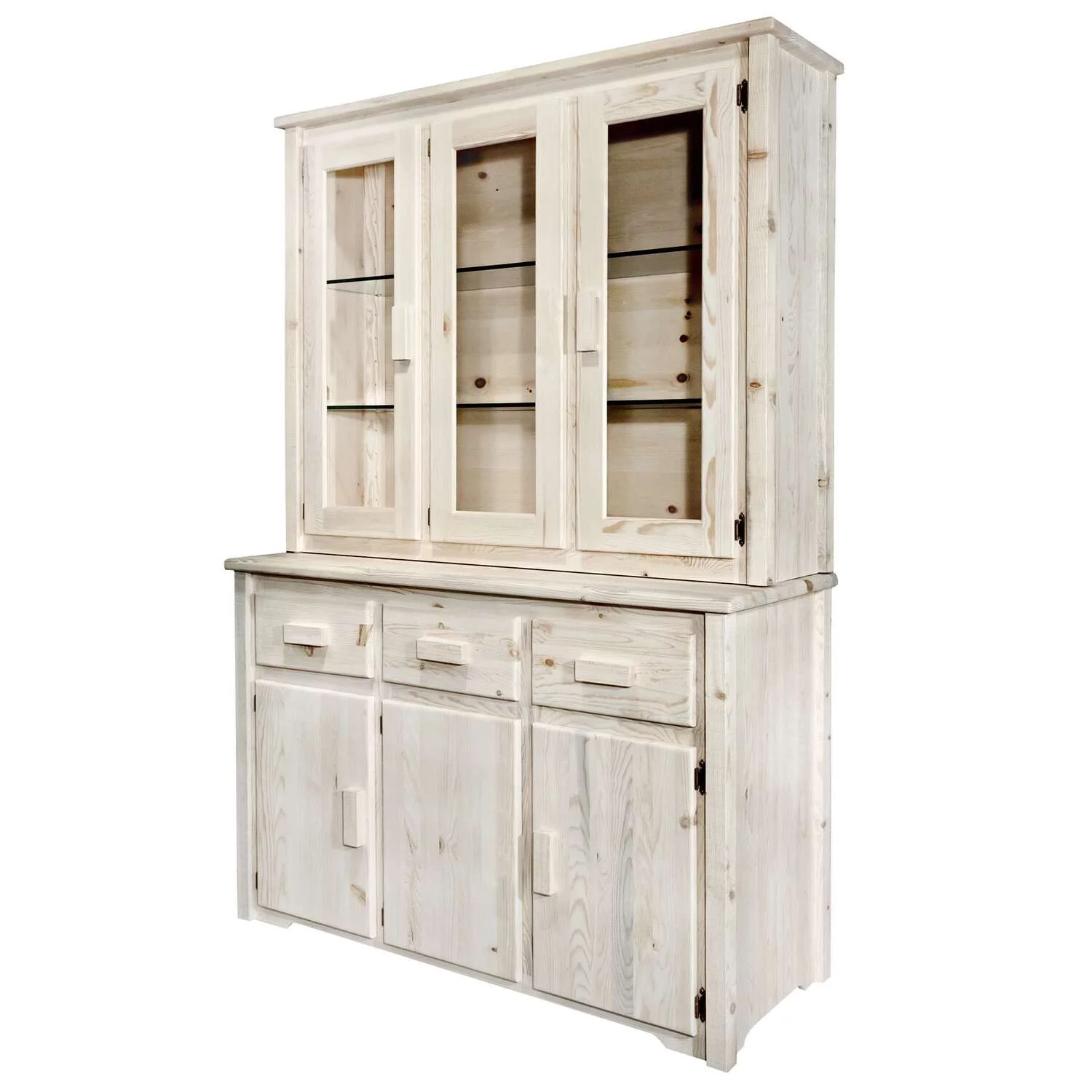 Montana Woodworks Homestead Transitional Wood China Hutch in Natural Lacquered