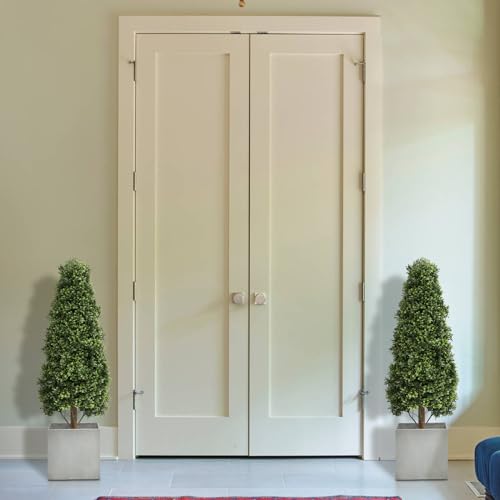 3ft Topiary Trees Artificial Topiaries Boxwood Trees Outdoor Faux Shrub 2 Packs with Black Pot