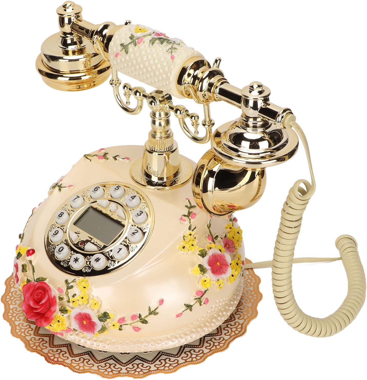 Dilwe Retro Vintage Antique Telephone Old Fashioned European Style Telephone Wired Landline Phone Caller ID Telephone for Home and Office, Dark Blue