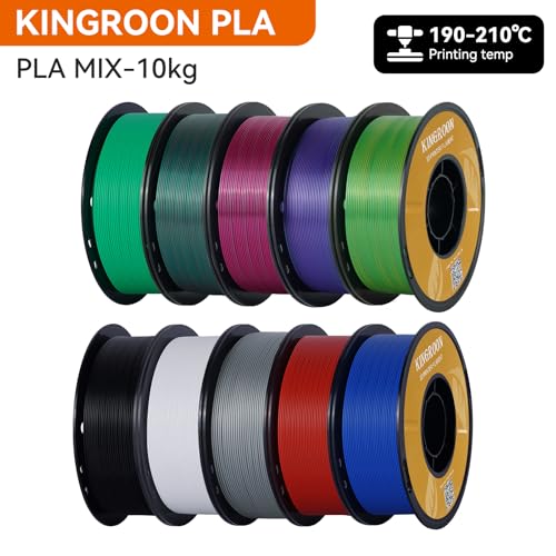 Kingroon PLA 3D Printer Filament, 12Rolls, Dimensional Accuracy +/- 0.03 mm, 12kg Spool(26.4lbs)