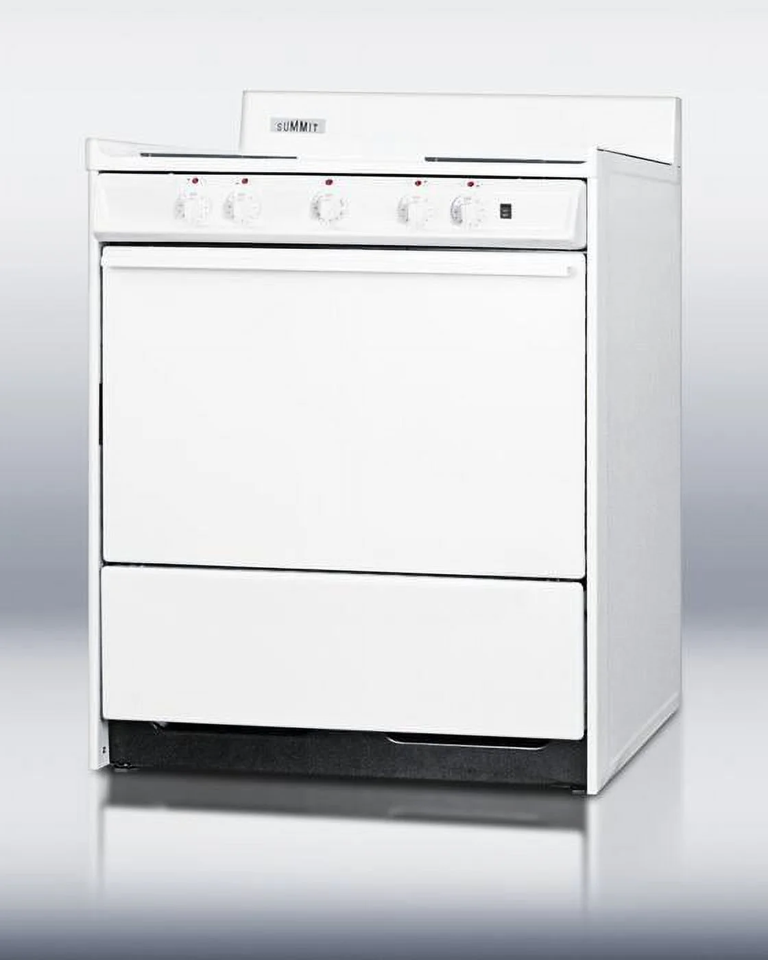 Summit WEM2171Q 30" Freestanding Electric Range with 4 Burners 3.6 Cu. Ft. Capacity Manual Clean Storage Drawer Porcelain oven & 5 Indicator Lights