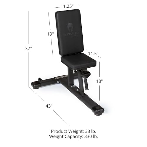 Titan Fitness Seated Stationary Bench, Rated 330 LB, Ergonomic Angled Back, Comfortable HeftyGrip Padding, Front Handle