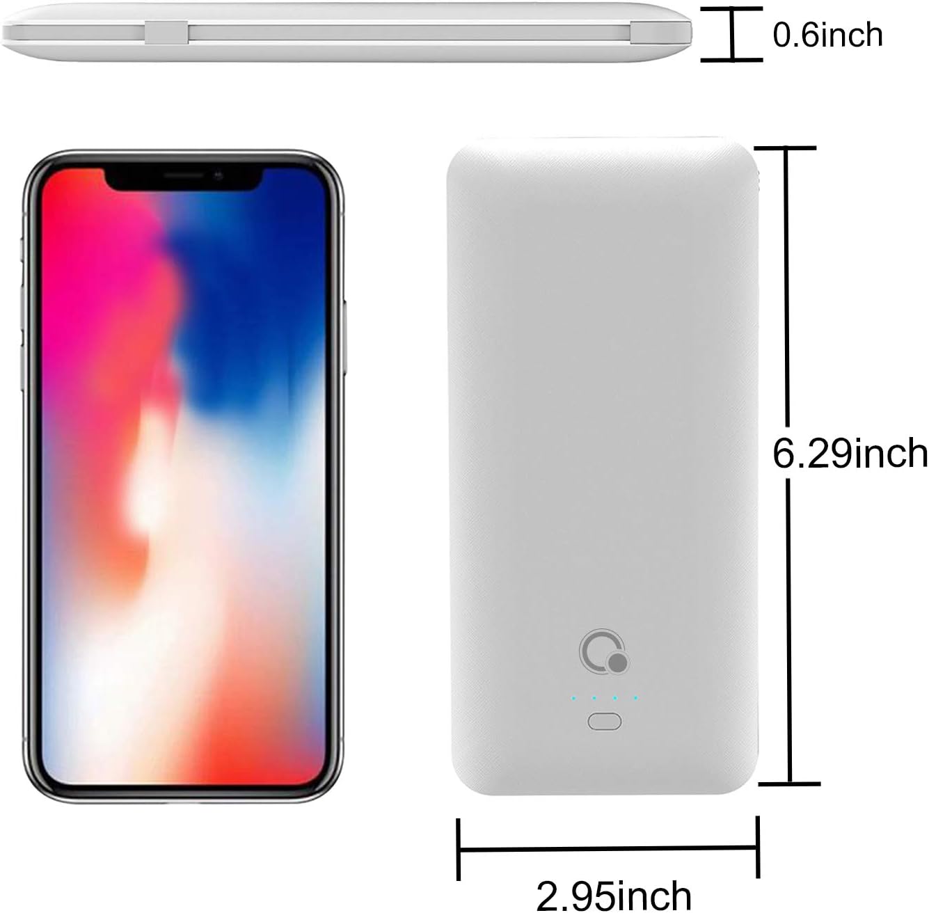 10000mAh Q Portable Charger, Ultra Slim USB C Power Bank, 4 Output Dual Input External Battery Pack with Built-in AC Wall Plug