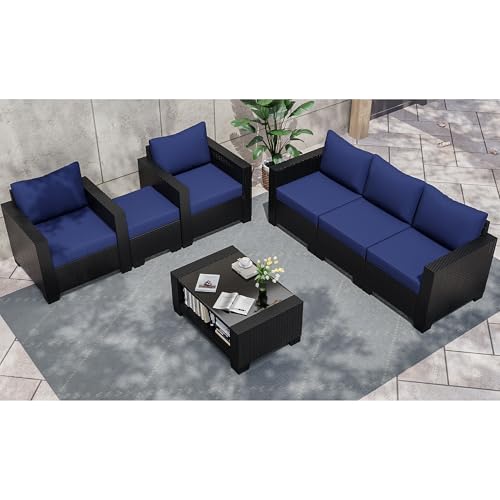 KIGOTY Patio Furniture Set 7 Pieces Conversation Sets, Outdoor Sectional Sofa