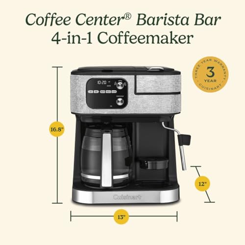 Cuisinart Coffee Center Barista Bar 4-in-1 Coffee Maker, Single-Serve Pods Compatible, Coffeemaker, Three Brewing Sizes, SS-4N1MBNAS, Black