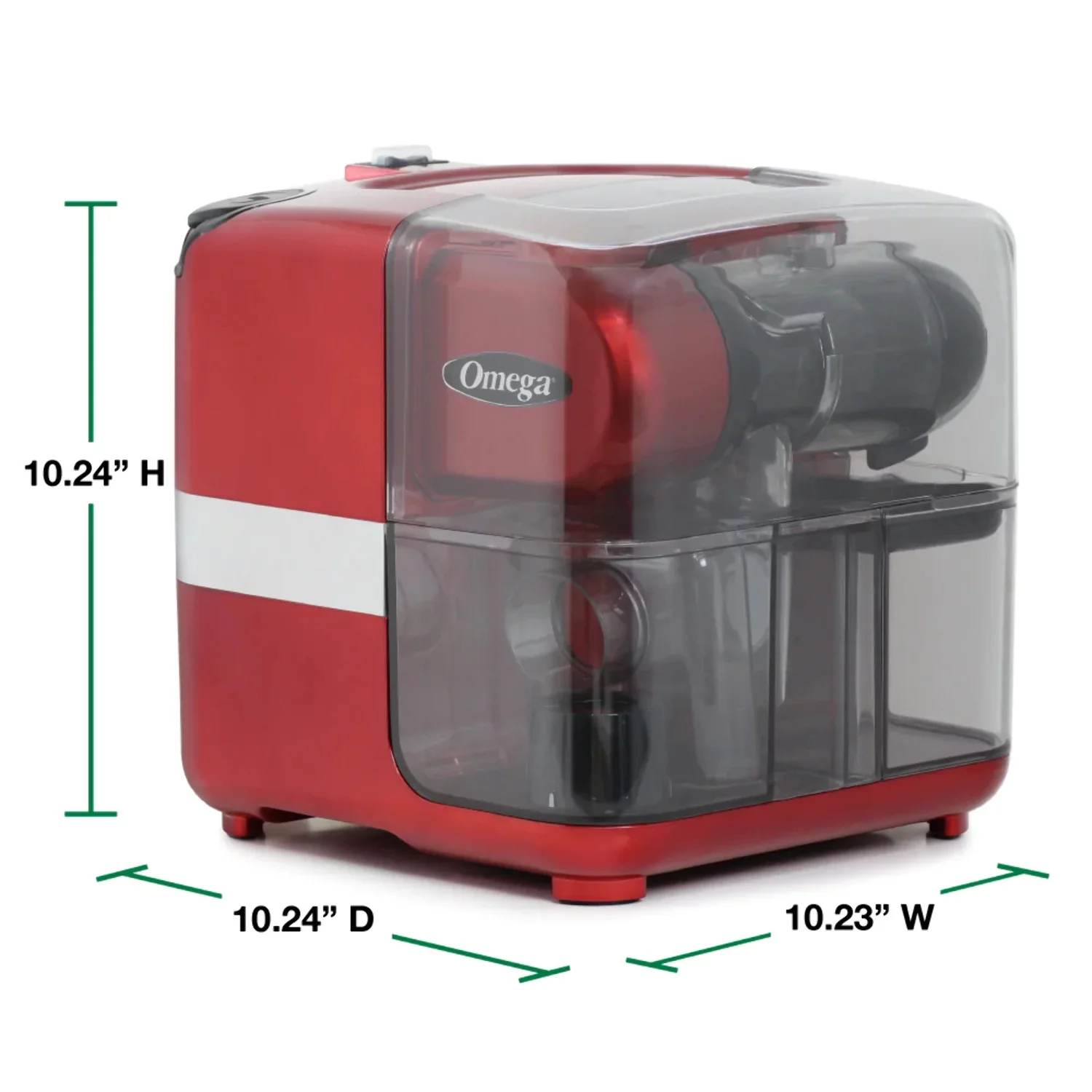 Omega Juicer JCUBE500RD Cold Press 365 Slow Masticating Juice Extractor and Nutrition System with On-Board Storage, 120-Watts, Red