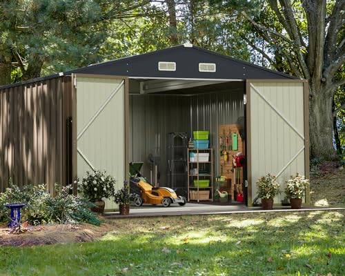 Greesum 5×3 FT Outdoor Storage Shed, Metal Storaged Sheds Without Floor, Tool Sheds with Lockable Doors and Sloping Roof for Garden, Patio, Backyard