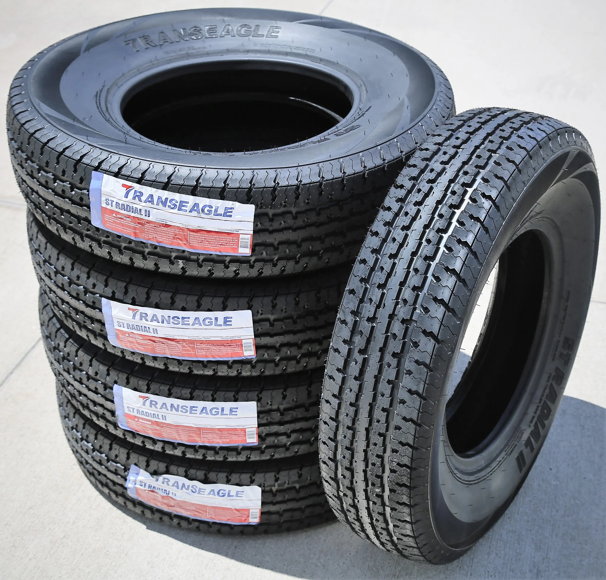 Pair of 2 (TWO) Transeagle ST Radial II Steel Belted ST 205/75R15 Load E (10 Ply) Trailer Tires