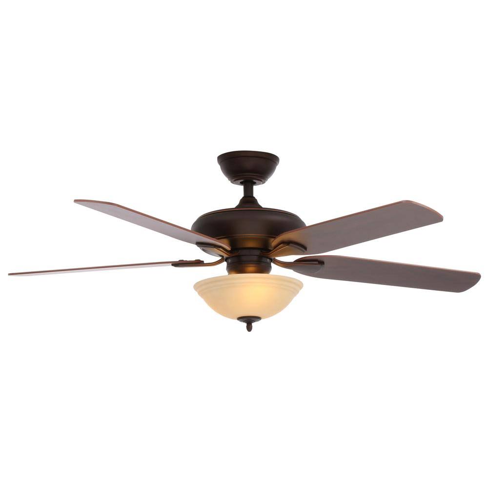 Hampton Bay Flowe 52 in. LED Indoor Mediterranean Bronze Ceiling Fan