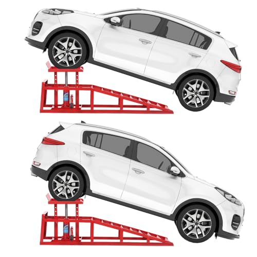 2PCS Hydraulic Car and Truck Service Ramps,11023 Lbs (5 Tons) Capacity, Portable Lifts Ramps for Oil Changes, Adjustable Lift Height 9.8" to 16.21"