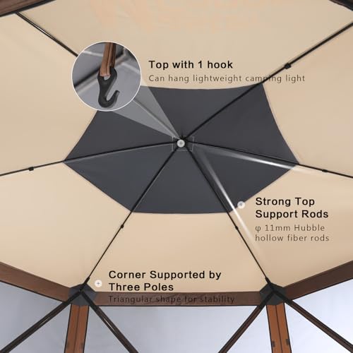 MASTERCANOPY 12x12FT Pop Up Gazebo Screen Tent - Instant Screen House with Netting, Quick Set, Outdoor Canopy Shelter with Carry Bag for Camping