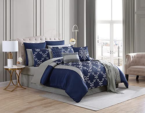 Riverbrook Home 100% Polyester Comforter Set, Queen, Hillcrest - Ivory/Gold, 9 Piece Set