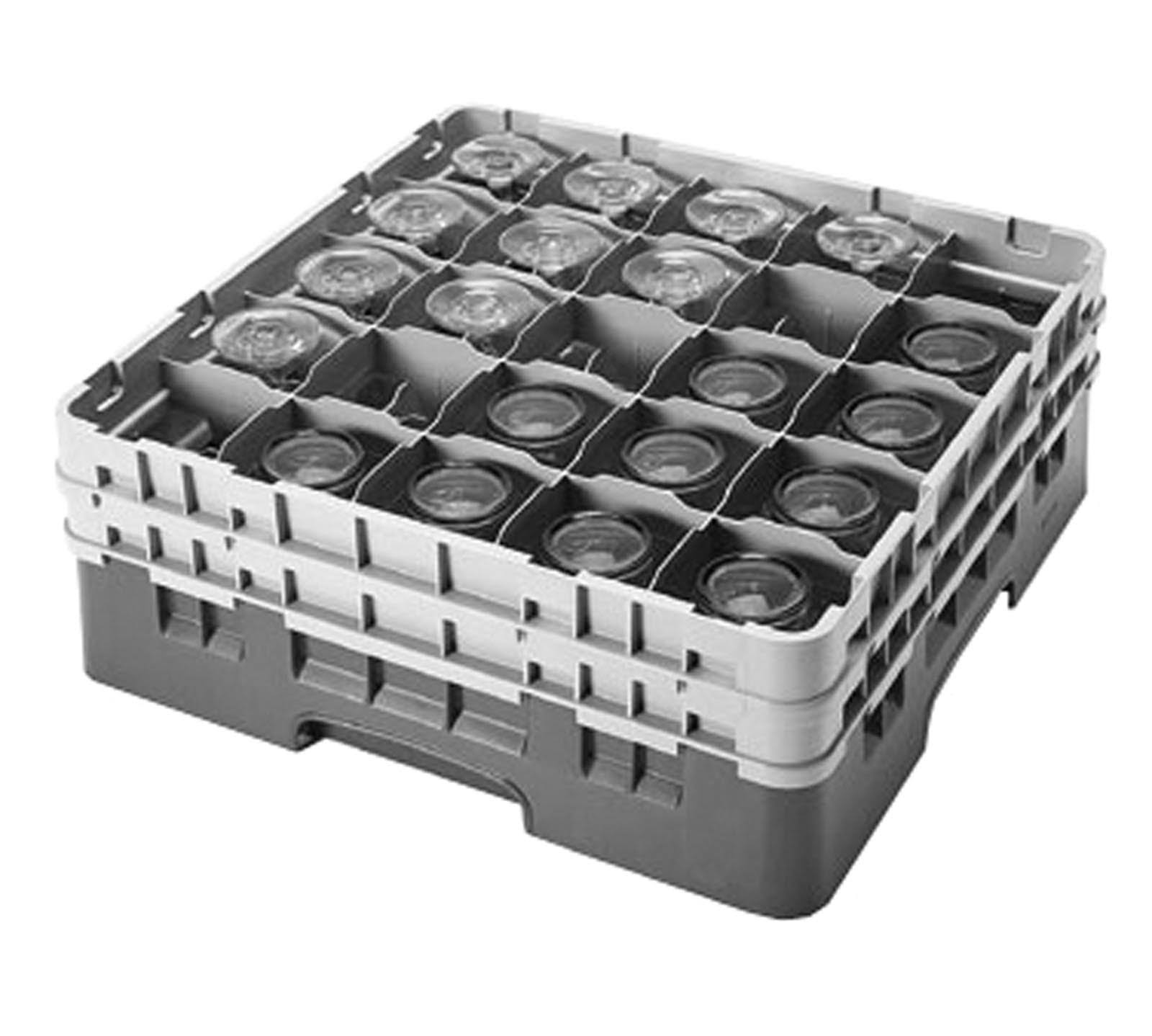 Cambro 25S434186, 25 Compartment Camrack Full Size Glass Rack w/ 2 Extenders, Navy Blue