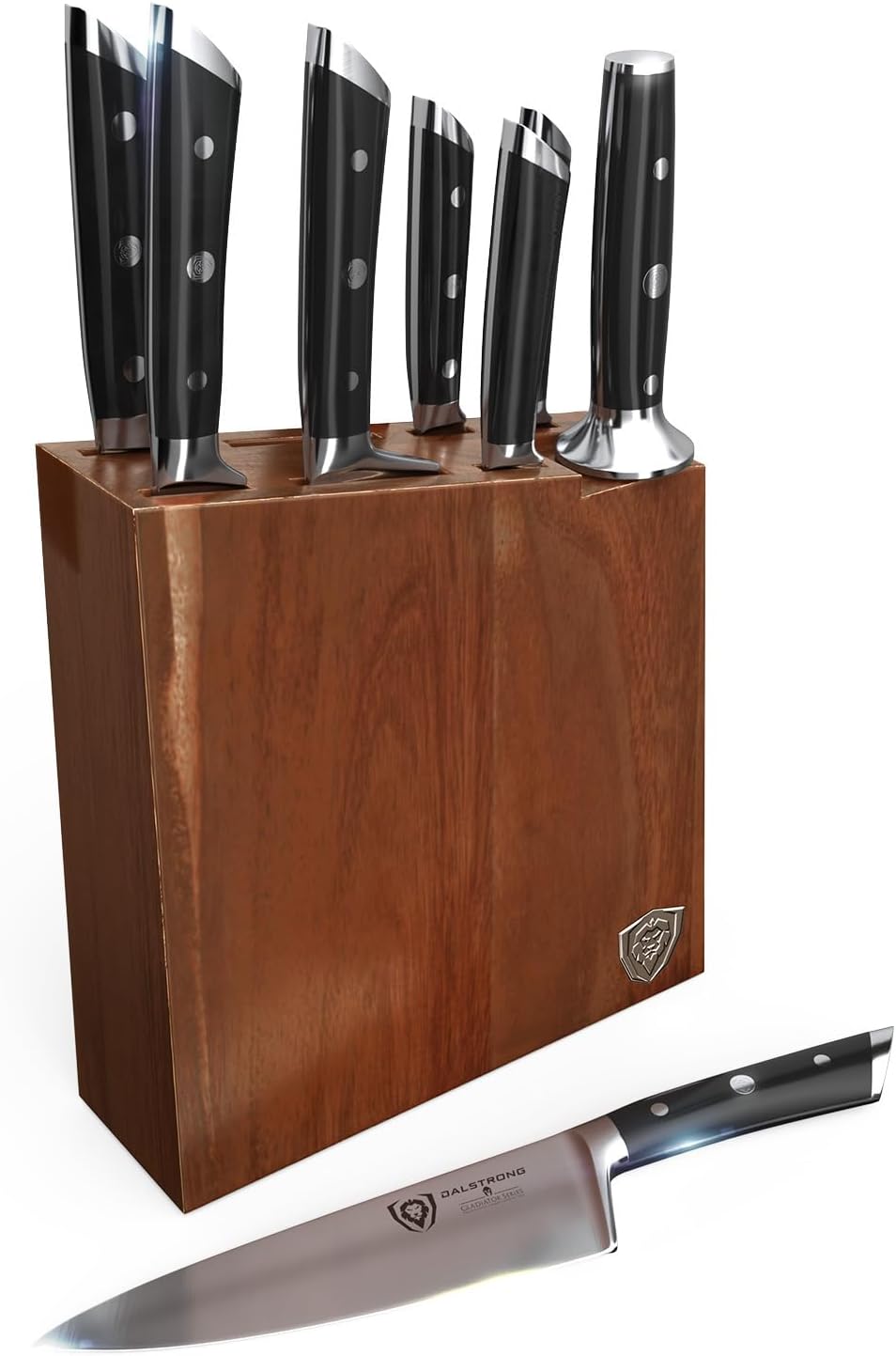 Dalstrong Knife Set Block - 8 Piece - Gladiator Series - German High Carbon Steel Kitchen Knife - Premium Food-Grade Black ABS Polymer Handles