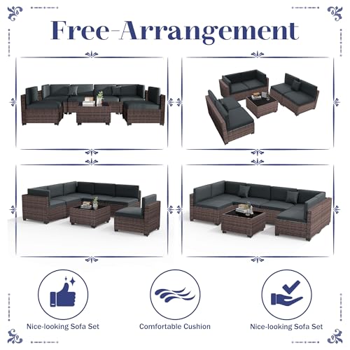 KIGOTY Patio Furniture Set 7 Pieces Conversation Sets, Outdoor Sectional Sofa