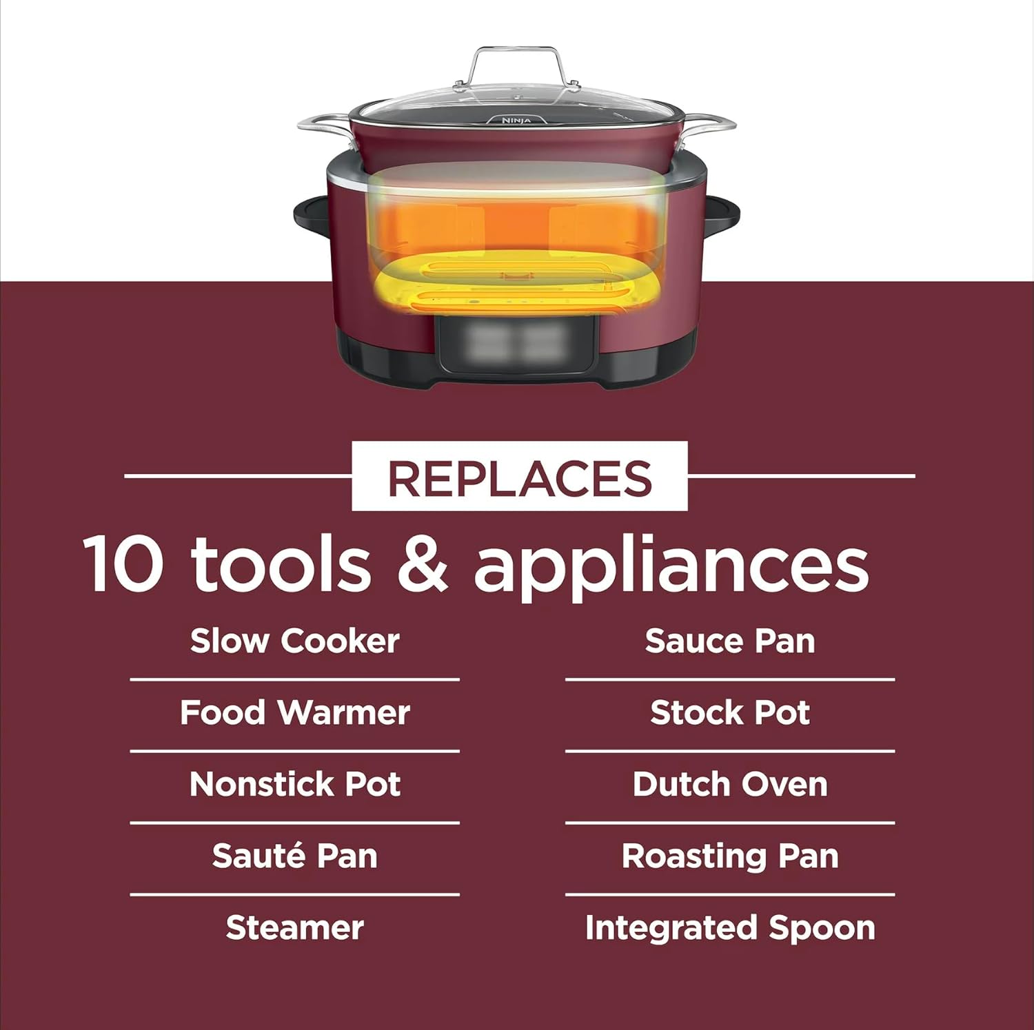Ninja Foodi Possible Cooker 8.5qt Multi-Cooker, Cherry Red, MC1000WM, LARGE