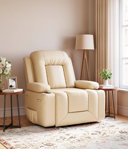 GarveeHome Power Lift Recliner Chair - Heat and Massage, Faux PU Electric Lift Recliner for Elderly & Mobility Impaired, Adjustable Back and Legs